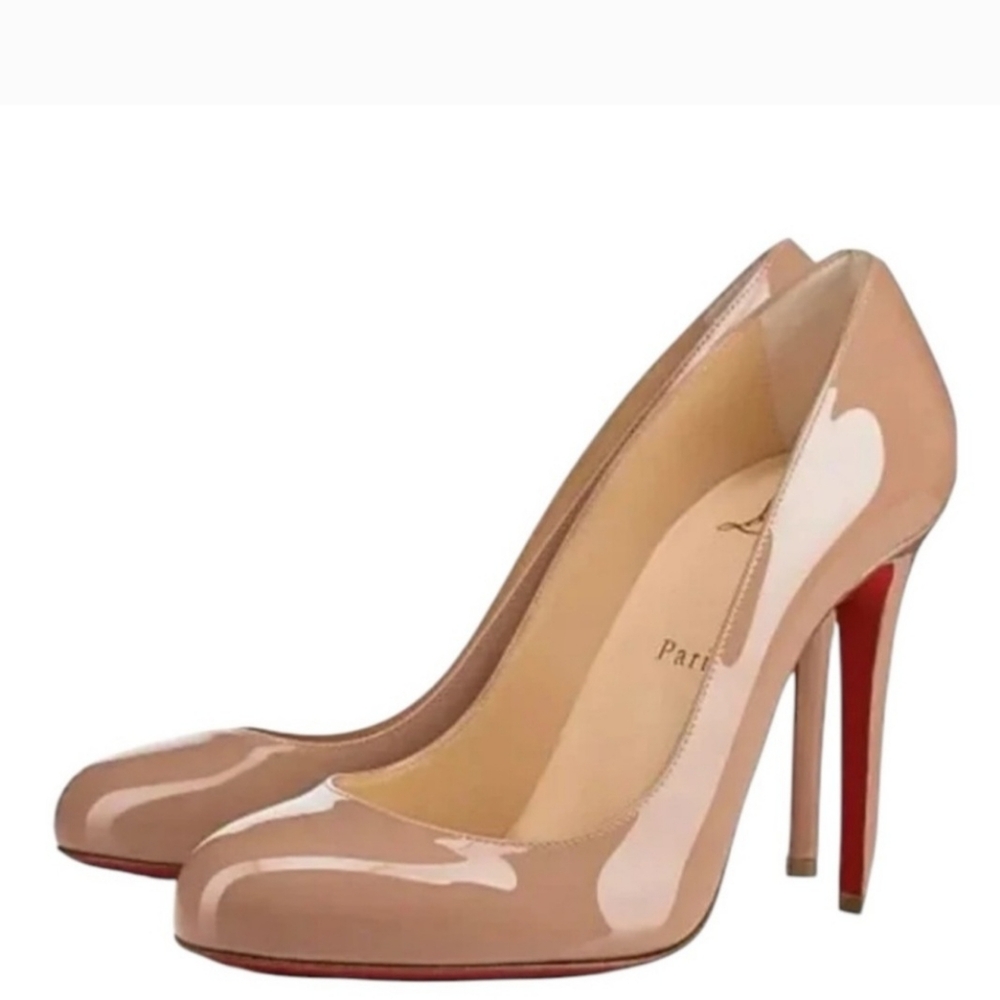 Christian Louboutin Nude Fifille 100 Patent Pump. Sz 37